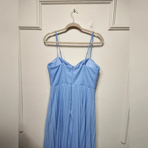 Lulus Admirable Elegance Light Blue Pleated Bustier Maxi Dress Wedding Party - Picture 9 of 10